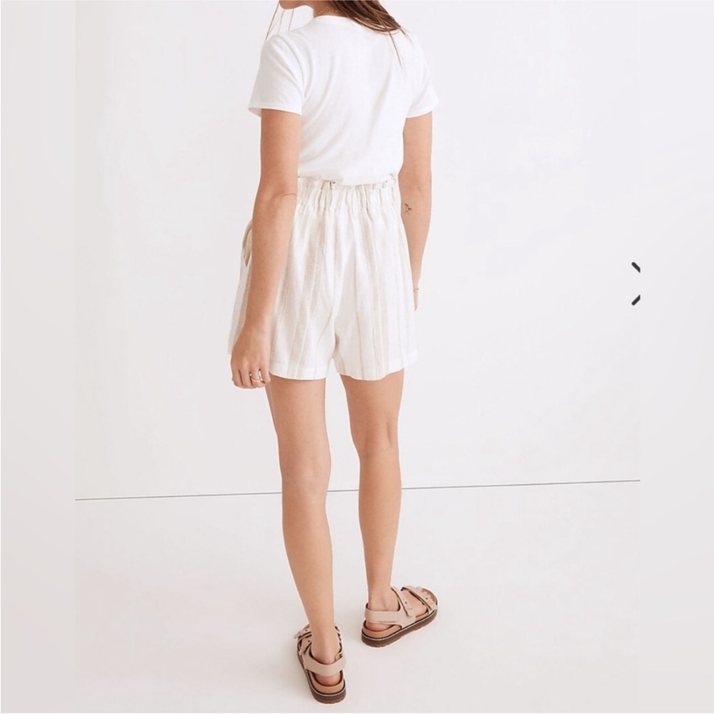Madewell pull on linen blend striped shorts S - Picture 2 of 6